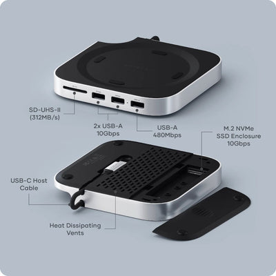 Satechi Mac Mini M4 Stand & Hub with SSD Enclosure (Silver)