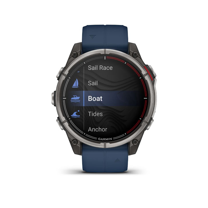 Garmin Quatix 8 47 mm AMOLED Sapphire (Titanium bezel with captain blue silicone band)