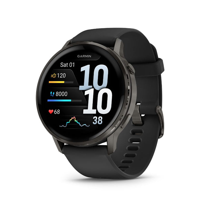 Garmin Venu 4 - 45mm Slate with Black Silicone Band