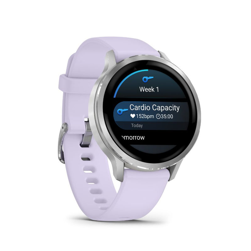 Garmin Venu 4 - 41mm Silver with Periwinkle Silicone Band