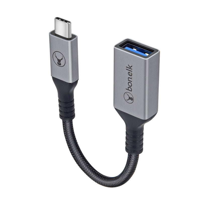 Bonelk Long-Life USB-C to USB-A Adapter (15cm)  (Space Grey)