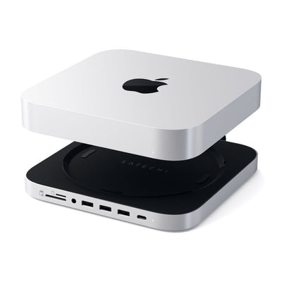 Satechi Aluminium Stand and Hub for Mac Mini & Mac Studio with SSD Enclosure (Silver)
