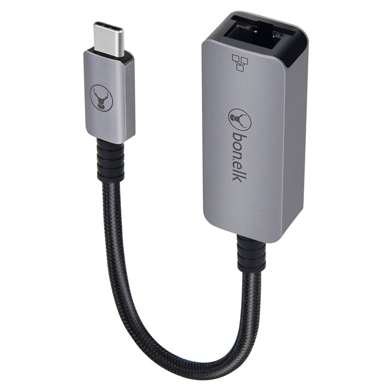 Bonelk Long-Life USB-C to Ethernet Adapter - 15cm (Space Grey)