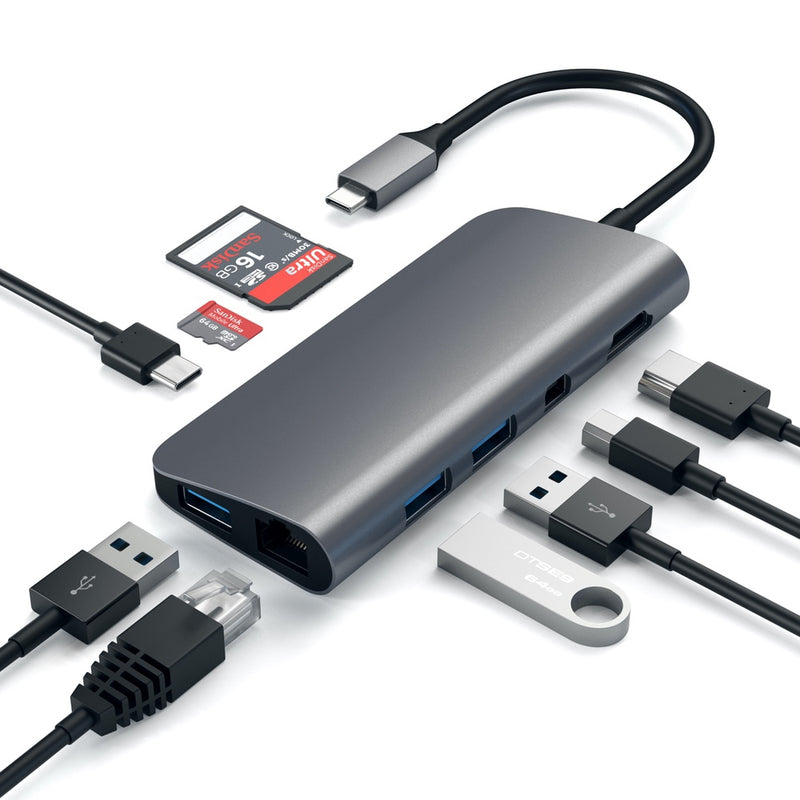 Satechi USB-C Multimedia Adapter 4K Ethernet Display-Port - Space Grey
