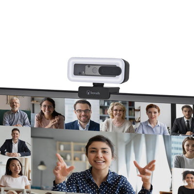 Bonelk USB Webcam Pro LED, Clip On, 1080p (Black)