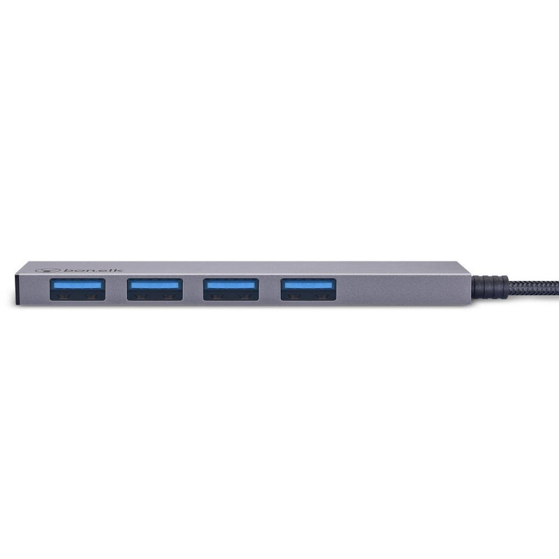 Bonelk Long-Life USB-A to 4 Port USB 3.0 Slim Hub Space Grey